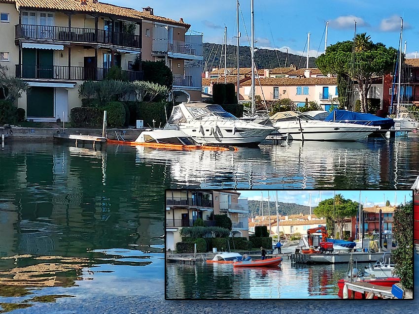 un bateau sous l'eau  PORT GRIMAUD