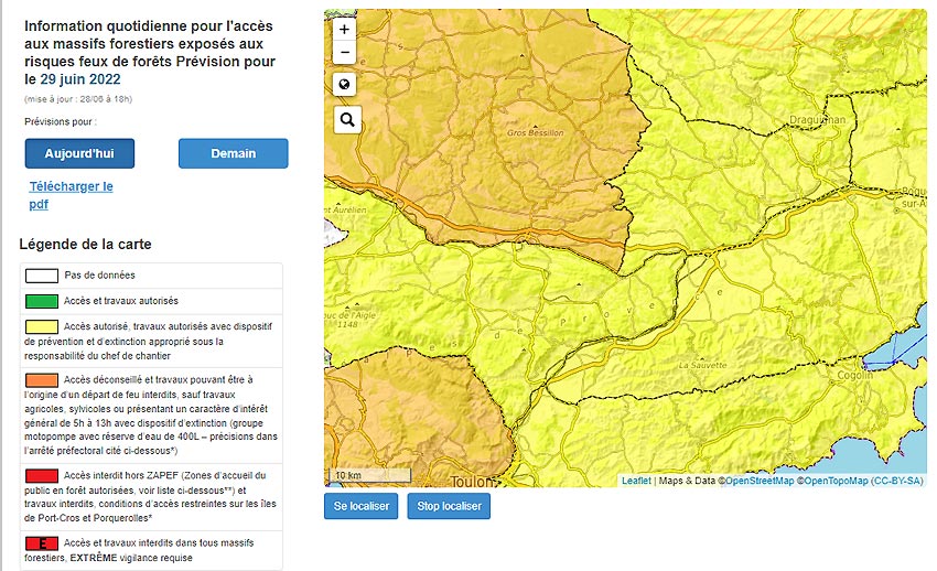 La carte des prvisions