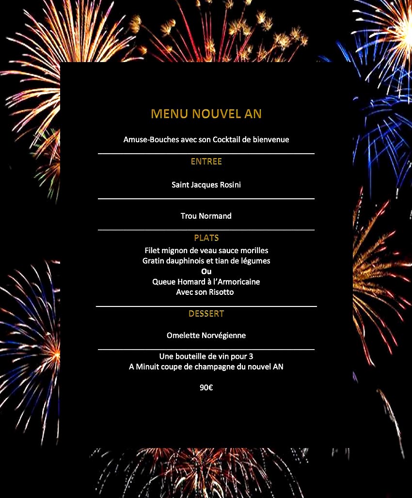 Menu rveillon de la GRIMAUDOISE  PORT GRIMAUD