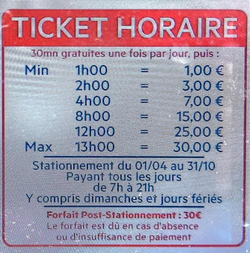 Tarif Parking  municipal