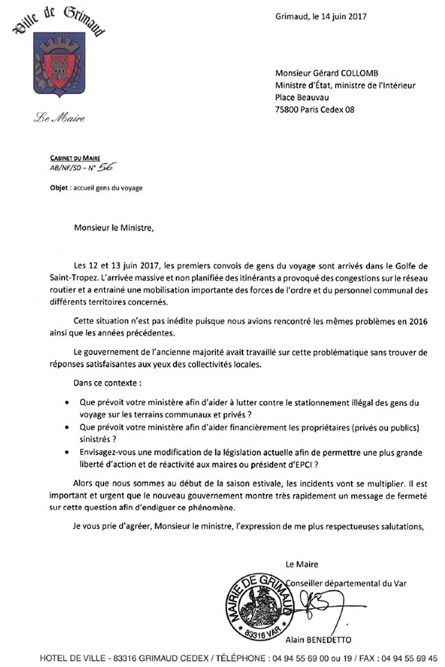 lettre ministre