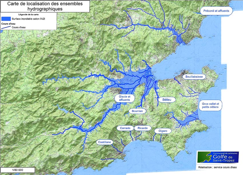 Carte des inondations après rupture du barrage de la Mole