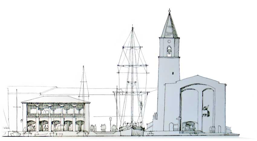 premire esquisse de l'eglise de port grimaud